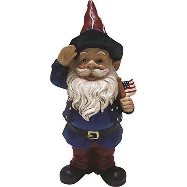 Alpine Corp Alpine Corp ZEN126S 12 in. Americana Saluting Gnome with Flag ZEN126S